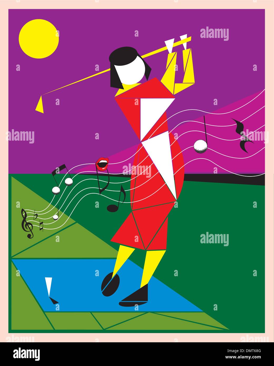 Giocare a golf come una melodia Illustrazione Vettoriale