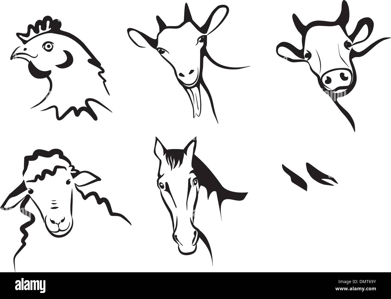 Gli animali della fattoria collezione di simboli Illustrazione Vettoriale