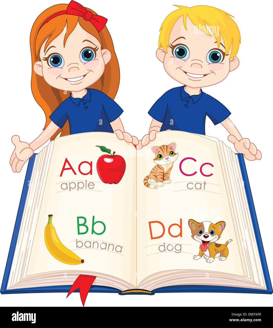 Due bambini e ABC LIBRO Illustrazione Vettoriale