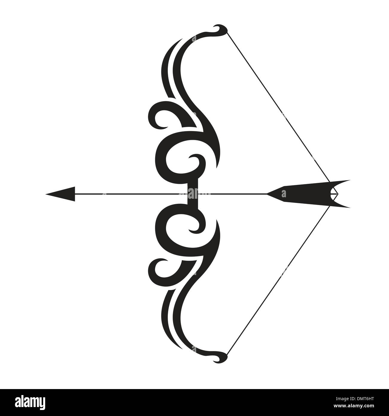 Bow tattoo in bianco e nero Illustrazione Vettoriale
