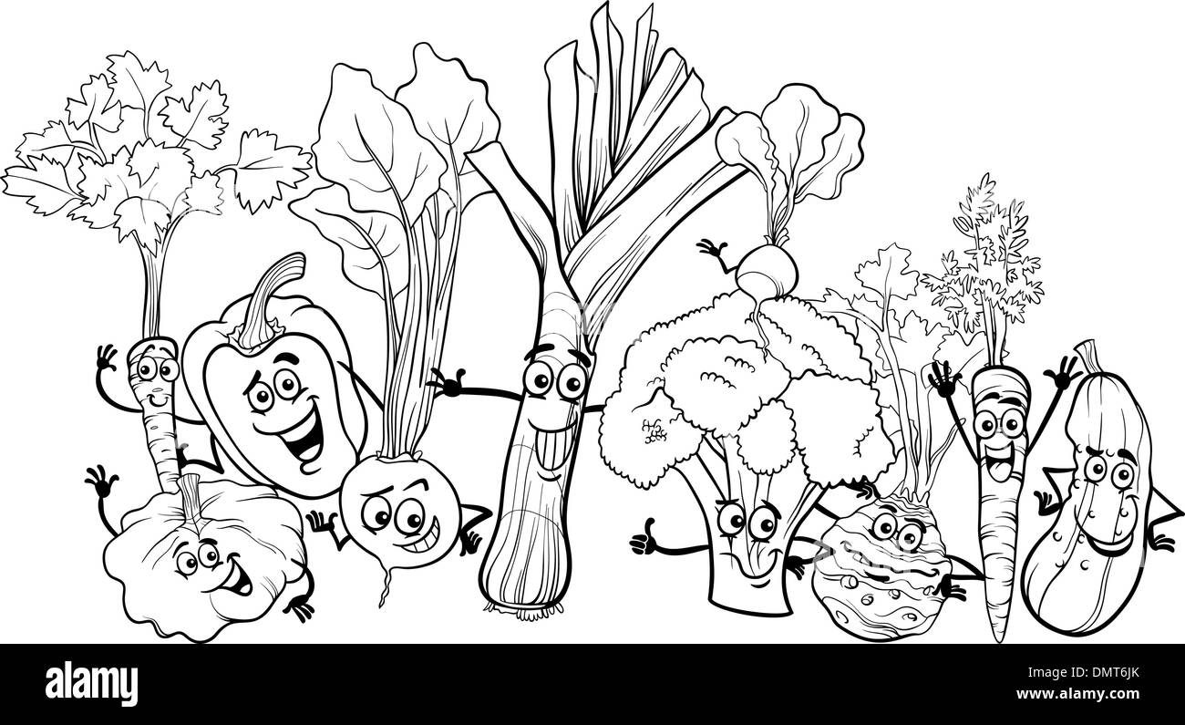Cartoon verdura per il libro da colorare Illustrazione Vettoriale