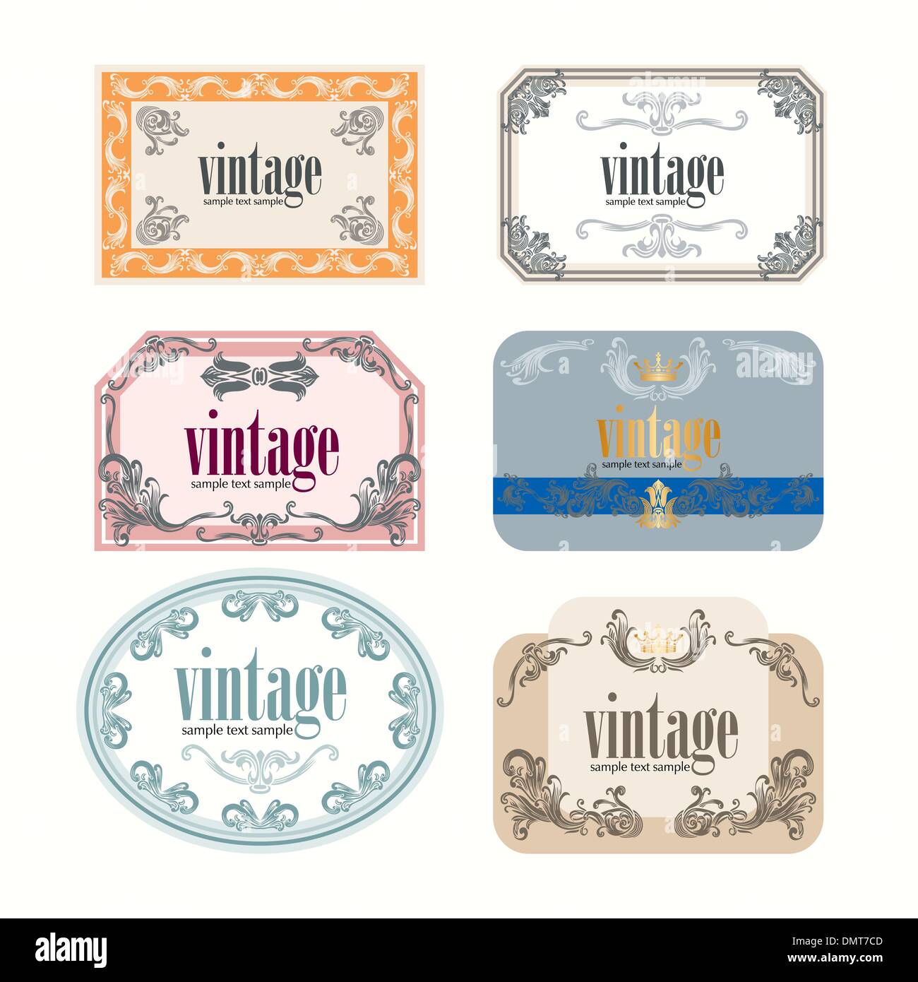 Vintage vino Set di etichette Illustrazione Vettoriale