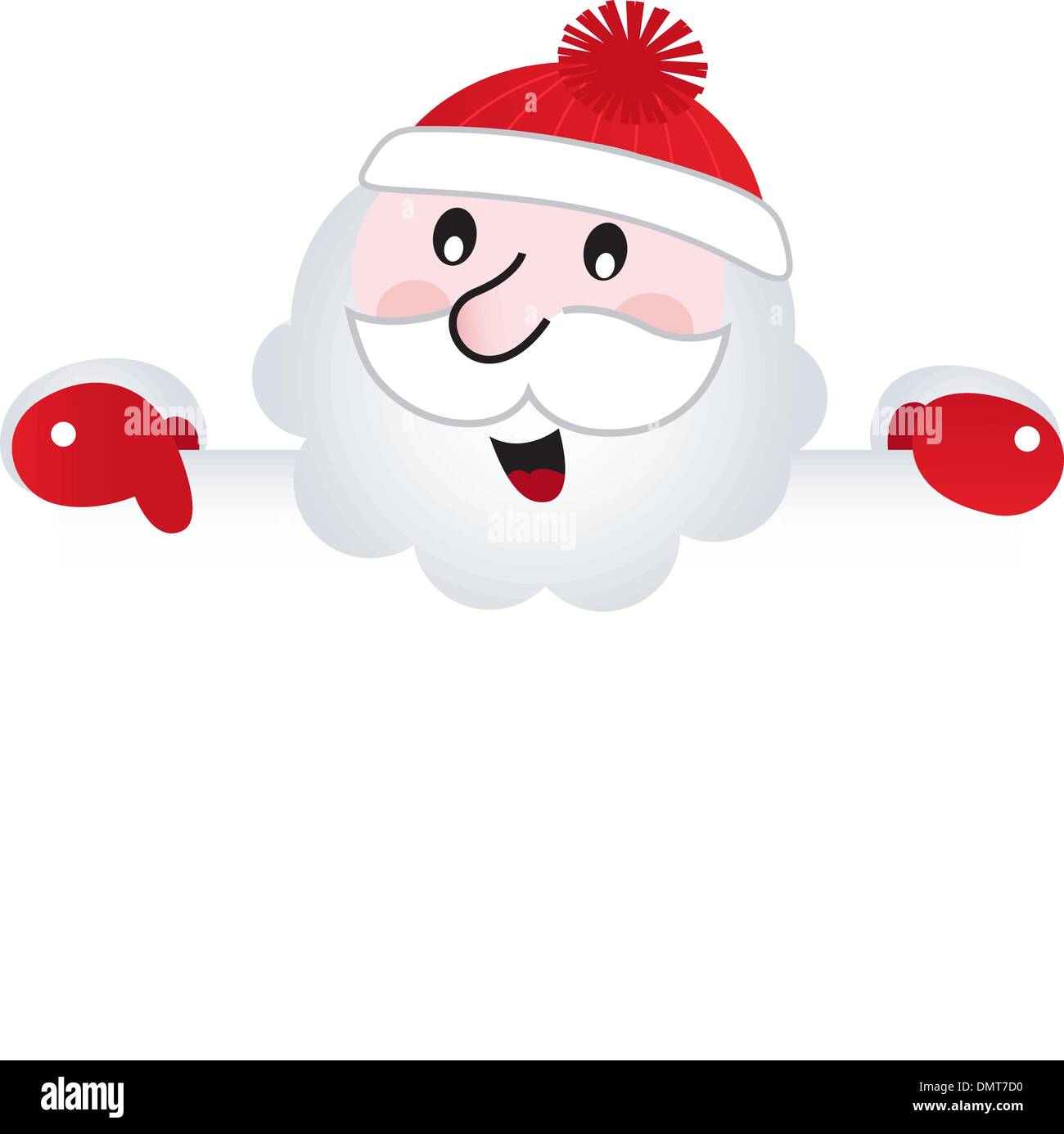 Babbo Natale che mostra qualcosa sulla pagina di intestazione vuota con un dito Illustrazione Vettoriale