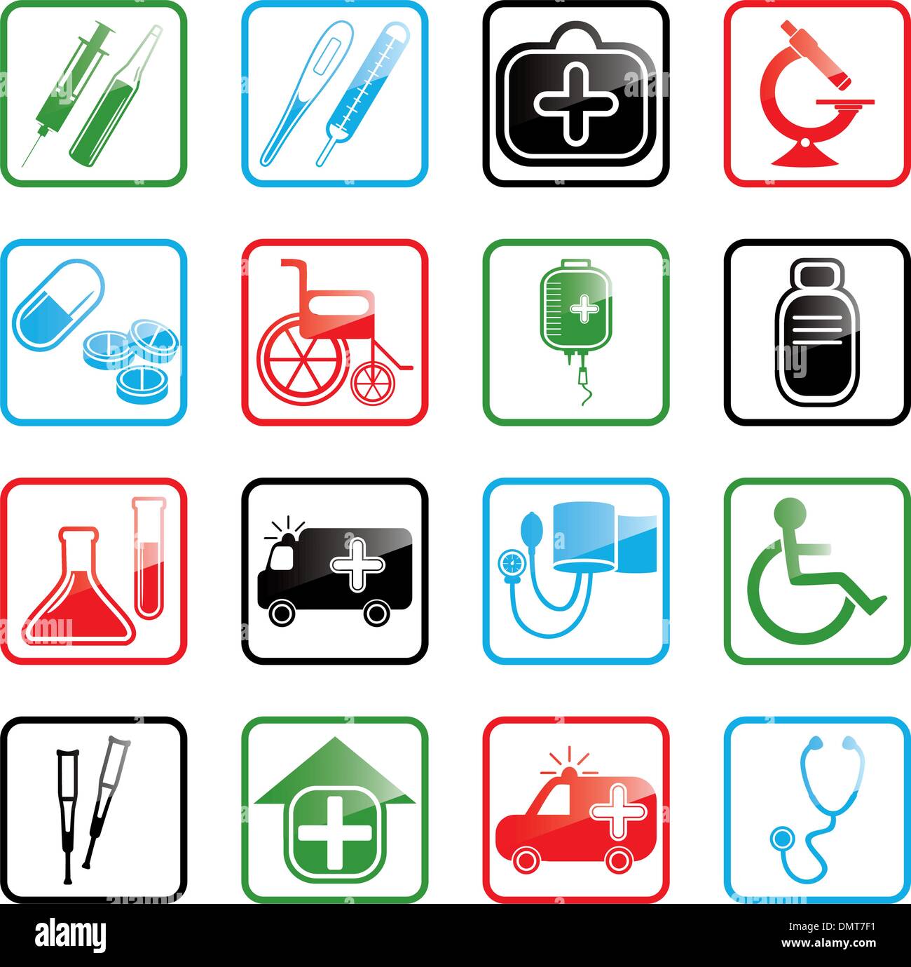 Il set di icone di medicina Illustrazione Vettoriale