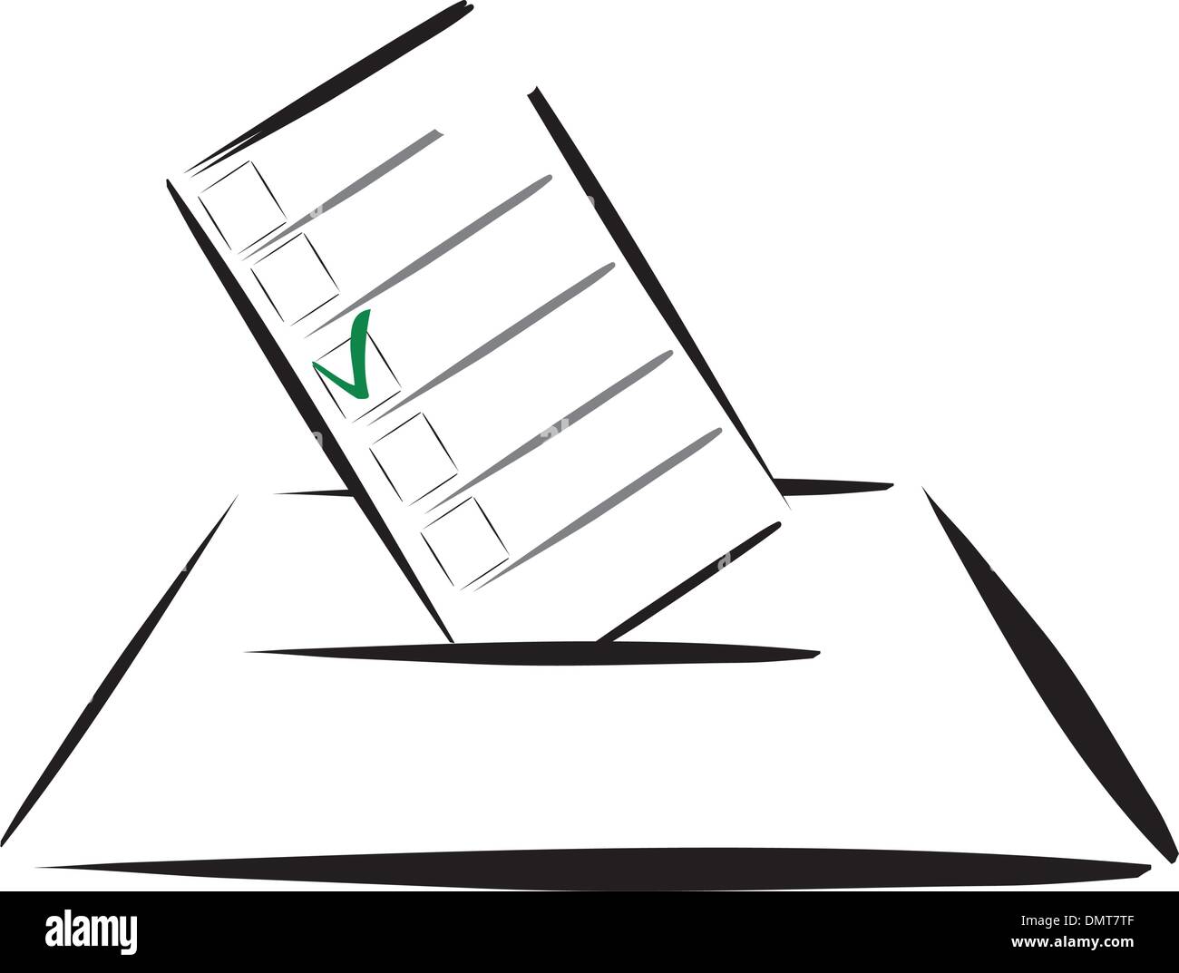 Simbolo di voto in semplici linee nere Illustrazione Vettoriale