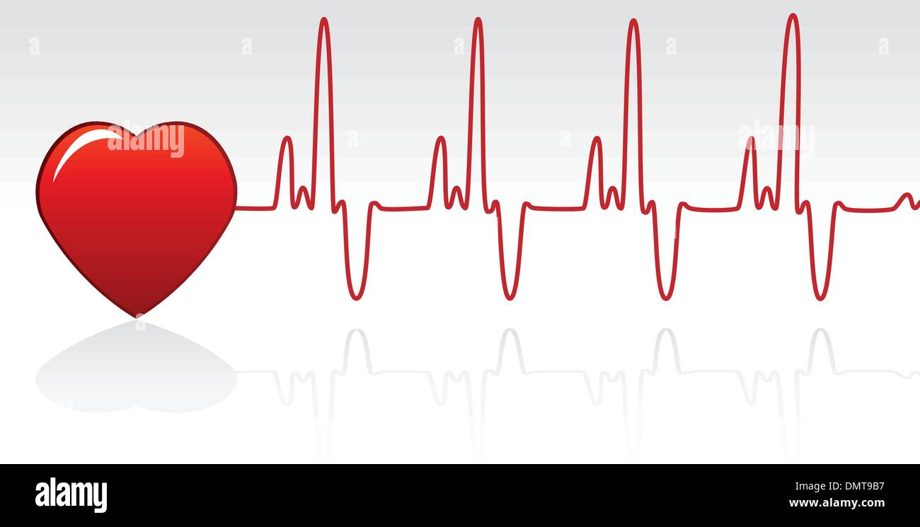 Cuore e heartbeat Illustrazione Vettoriale