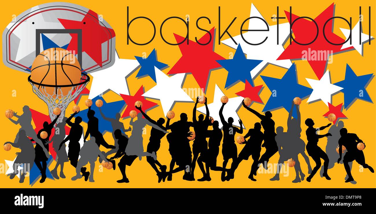 I giocatori di basket sagome impostato Illustrazione Vettoriale