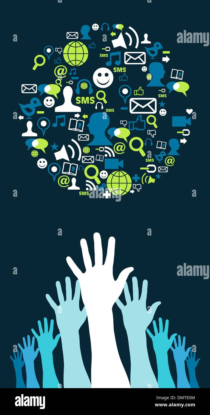I social media le icone a forma di globo Illustrazione Vettoriale