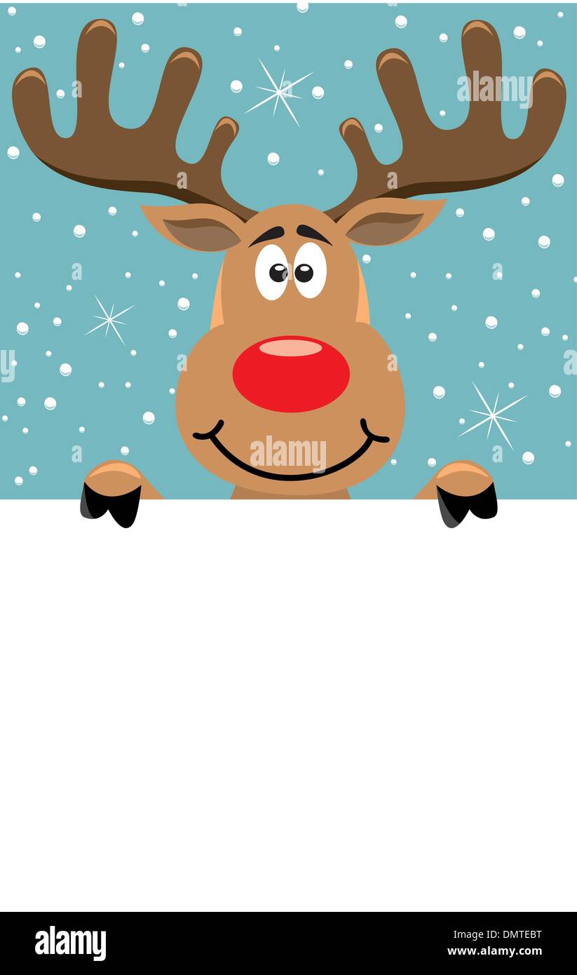 Vector rudolph deer azienda carta bianca Illustrazione Vettoriale