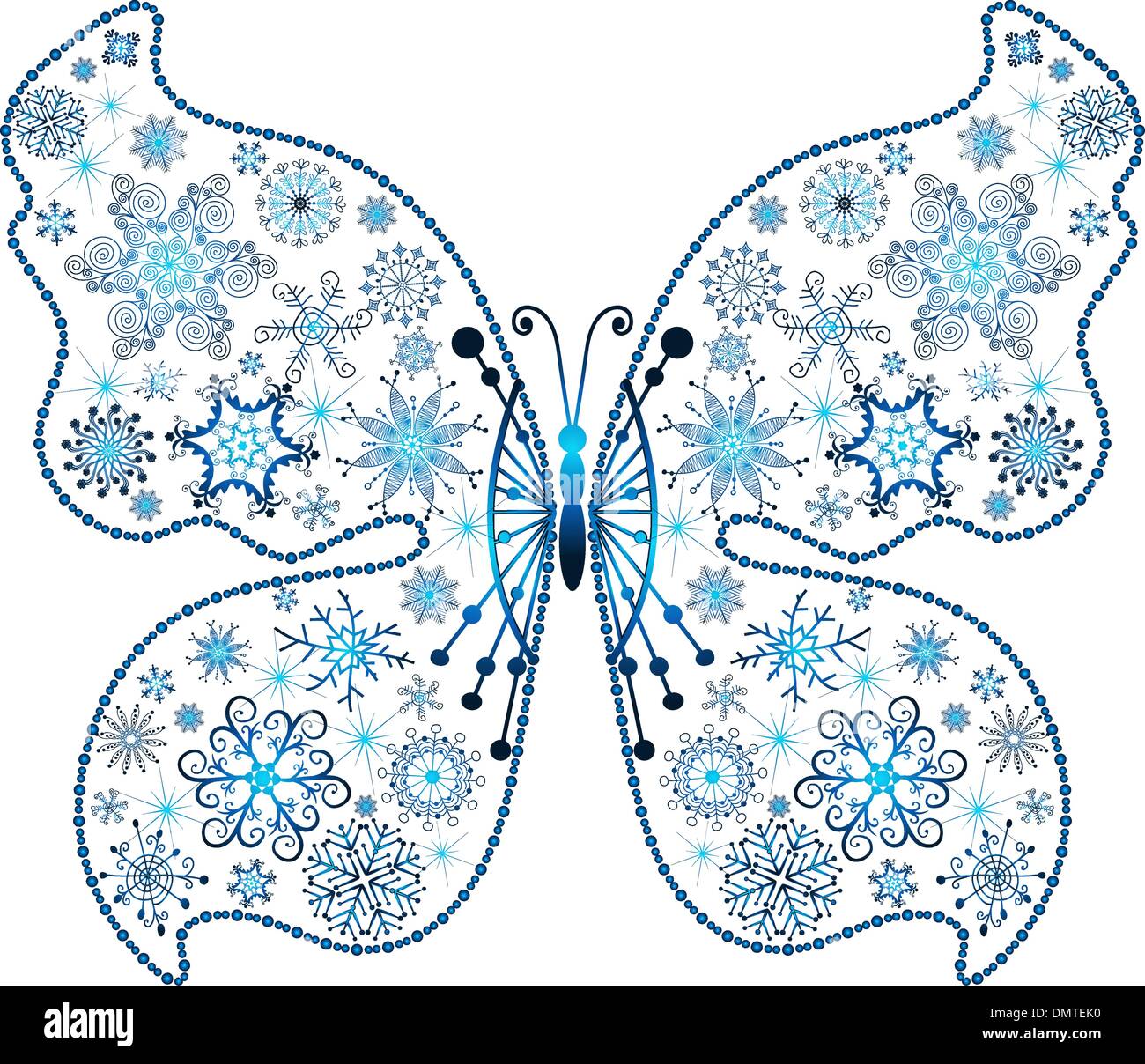Il simbolo del fiocco di neve di natale-butterfly Illustrazione Vettoriale