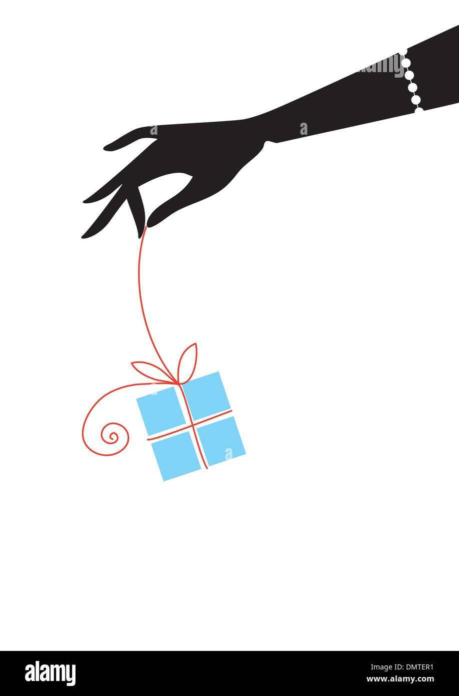 Blue box regalo con fiocco rosso, vettore Illustrazione Vettoriale