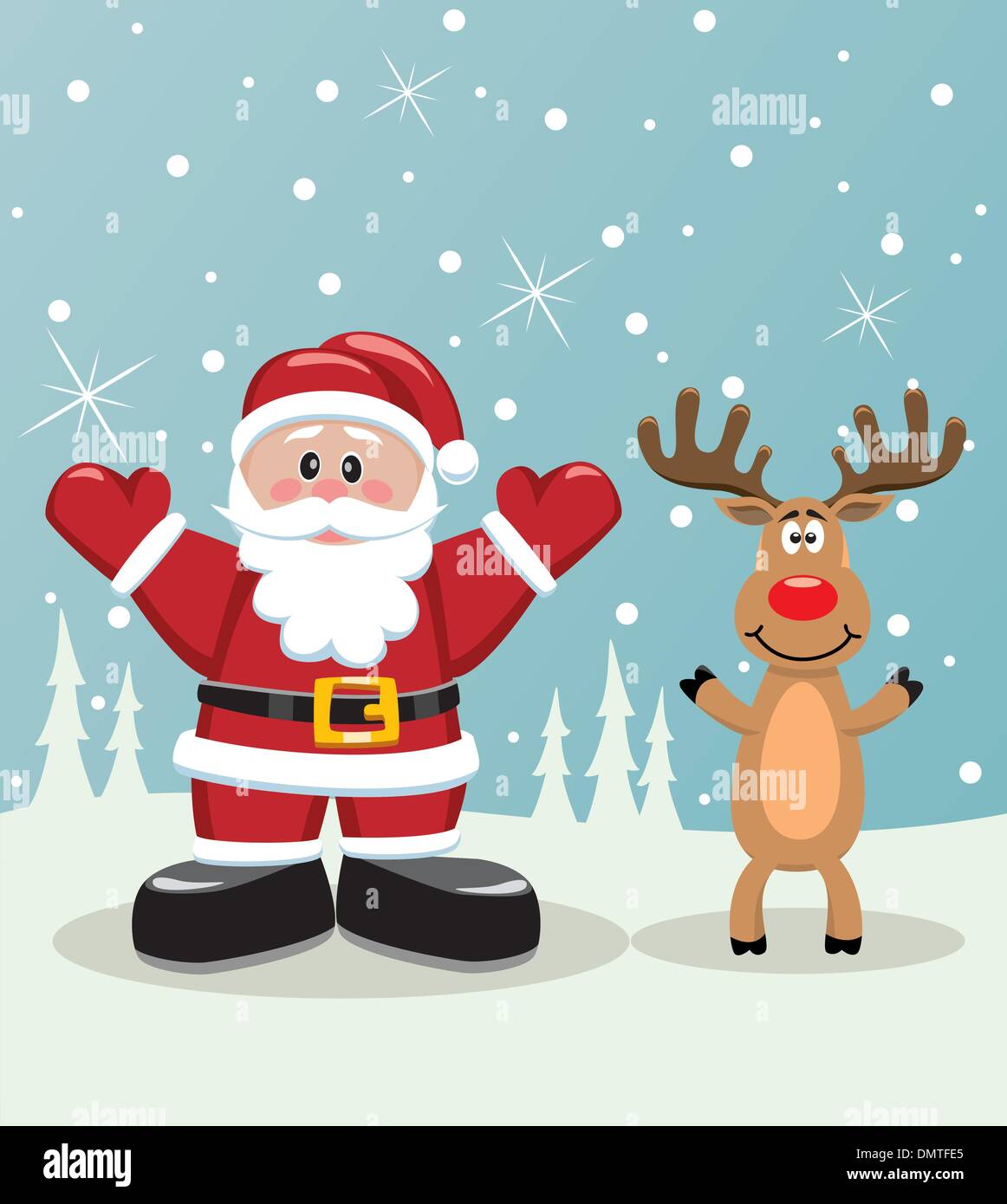 Vector Babbo Natale e Rudolph deer Illustrazione Vettoriale