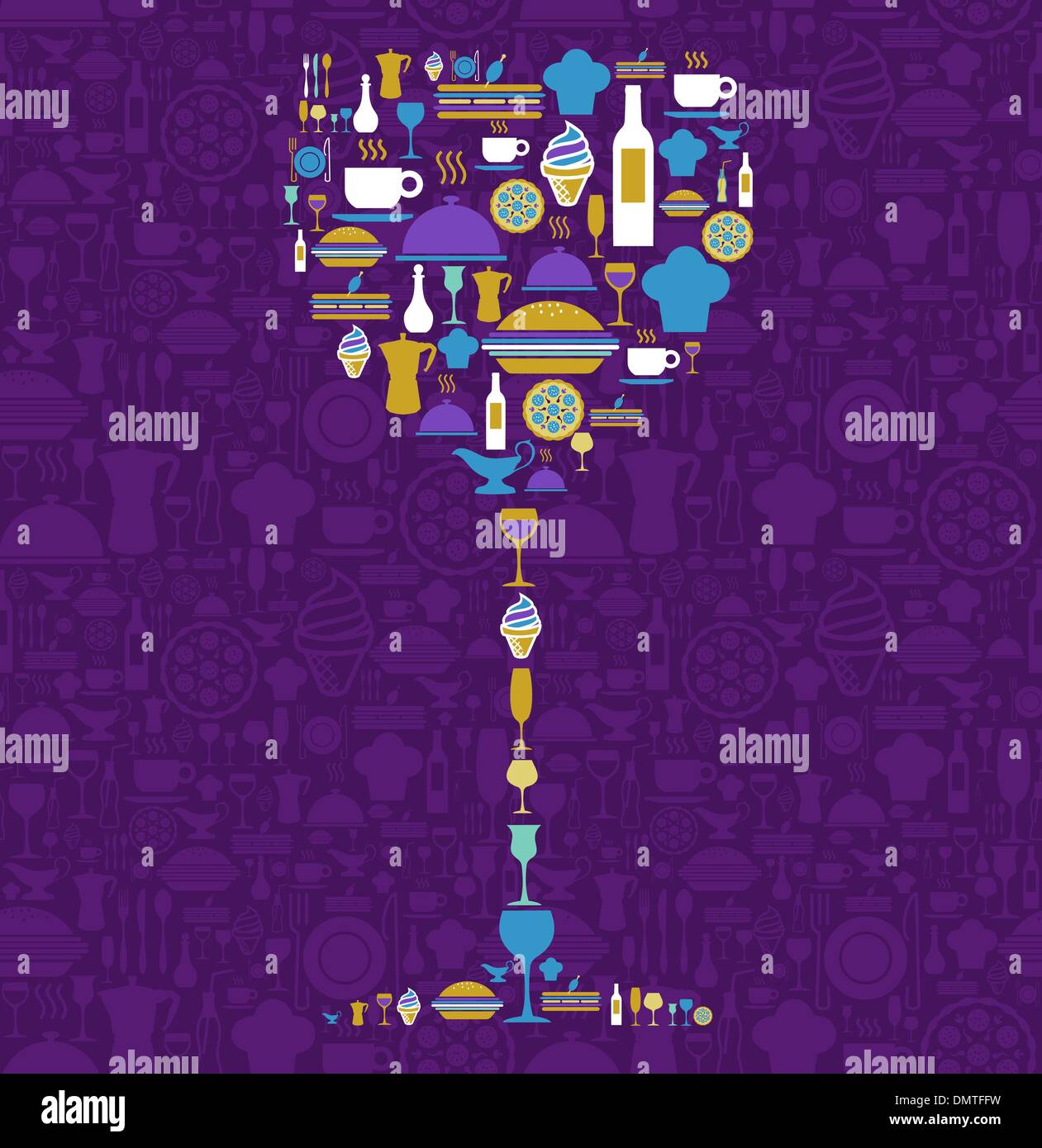 Ristorante icon set nel vino la forma del bicchiere Illustrazione Vettoriale