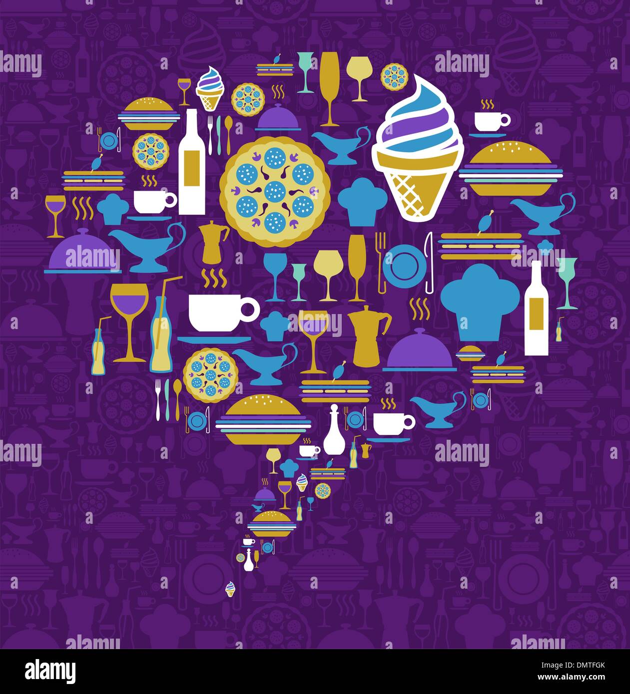 Icona Gourmet impostato nella finestra di dialogo forma di bolla Illustrazione Vettoriale