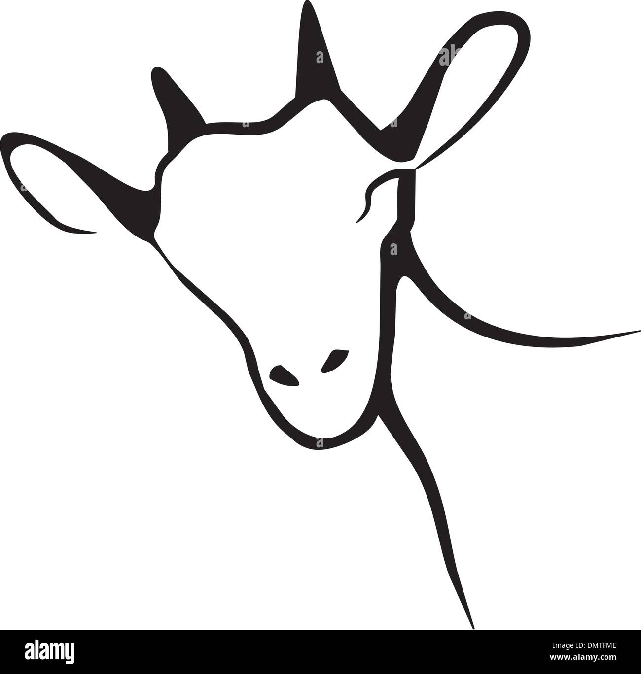 Ritratto di capra in semplici linee nere Illustrazione Vettoriale