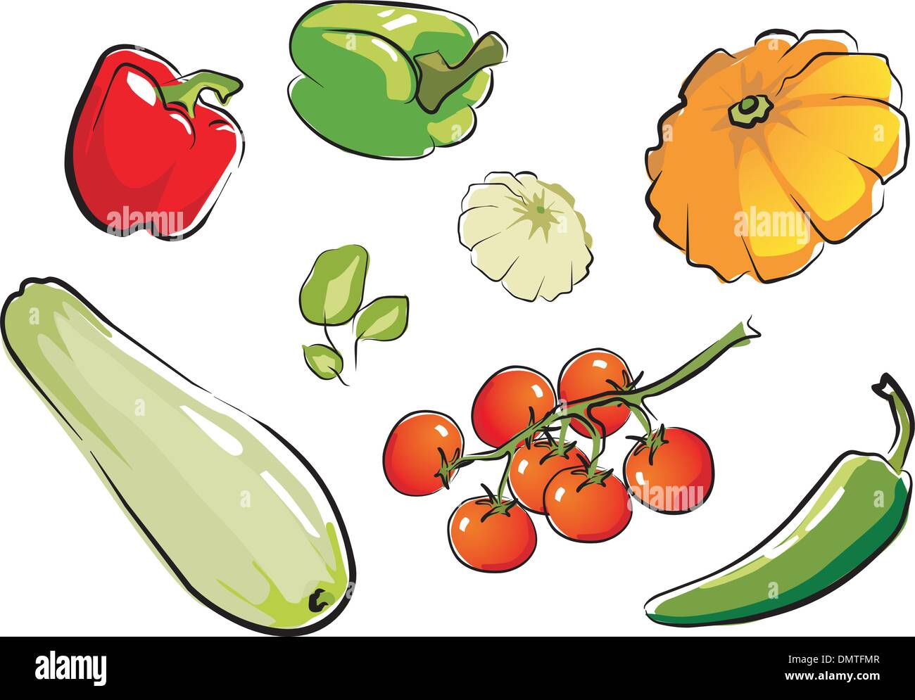 Set di verdure isolata parte 1. Illustrazione Vettoriale