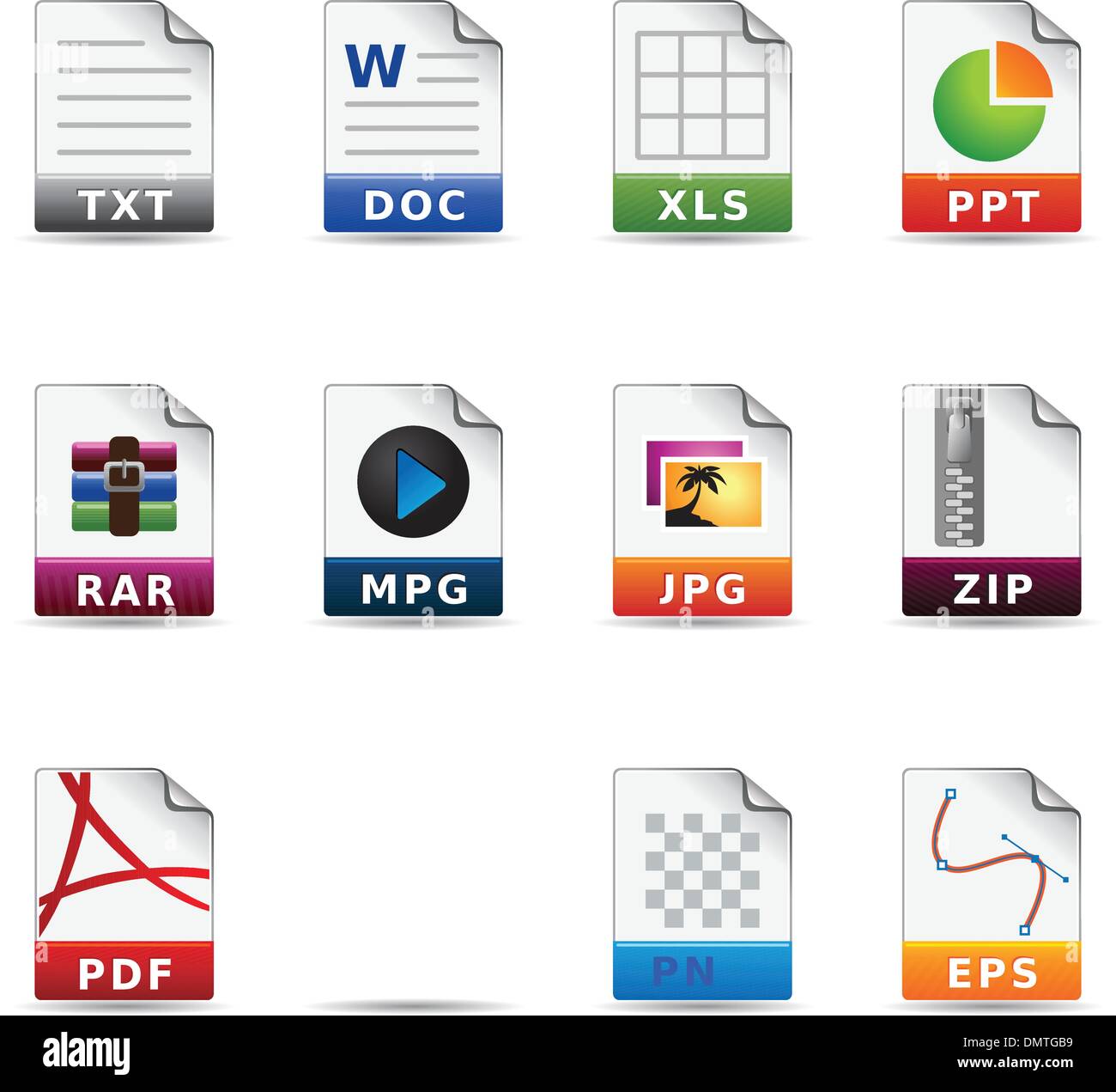 Web icone - Tipi di file Illustrazione Vettoriale