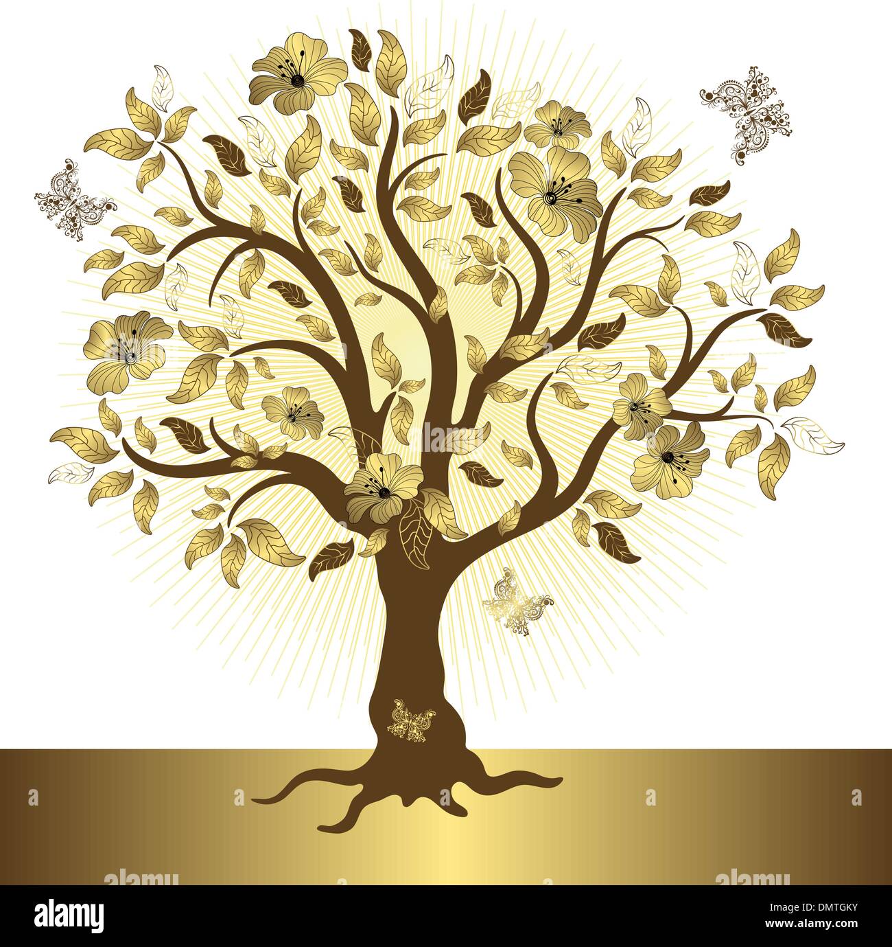 Abstract golden tree Illustrazione Vettoriale