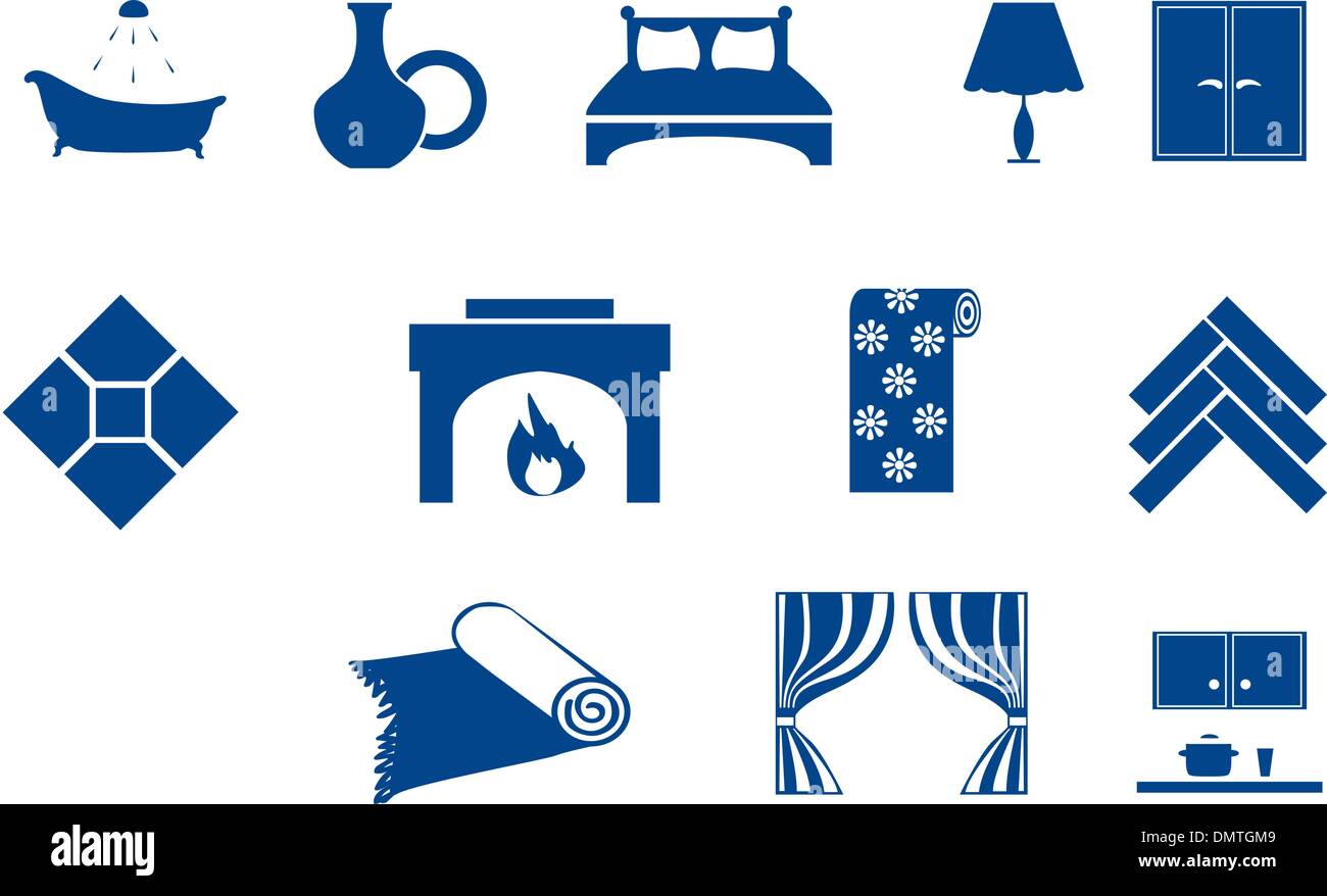 Interno, home icone correlate Illustrazione Vettoriale