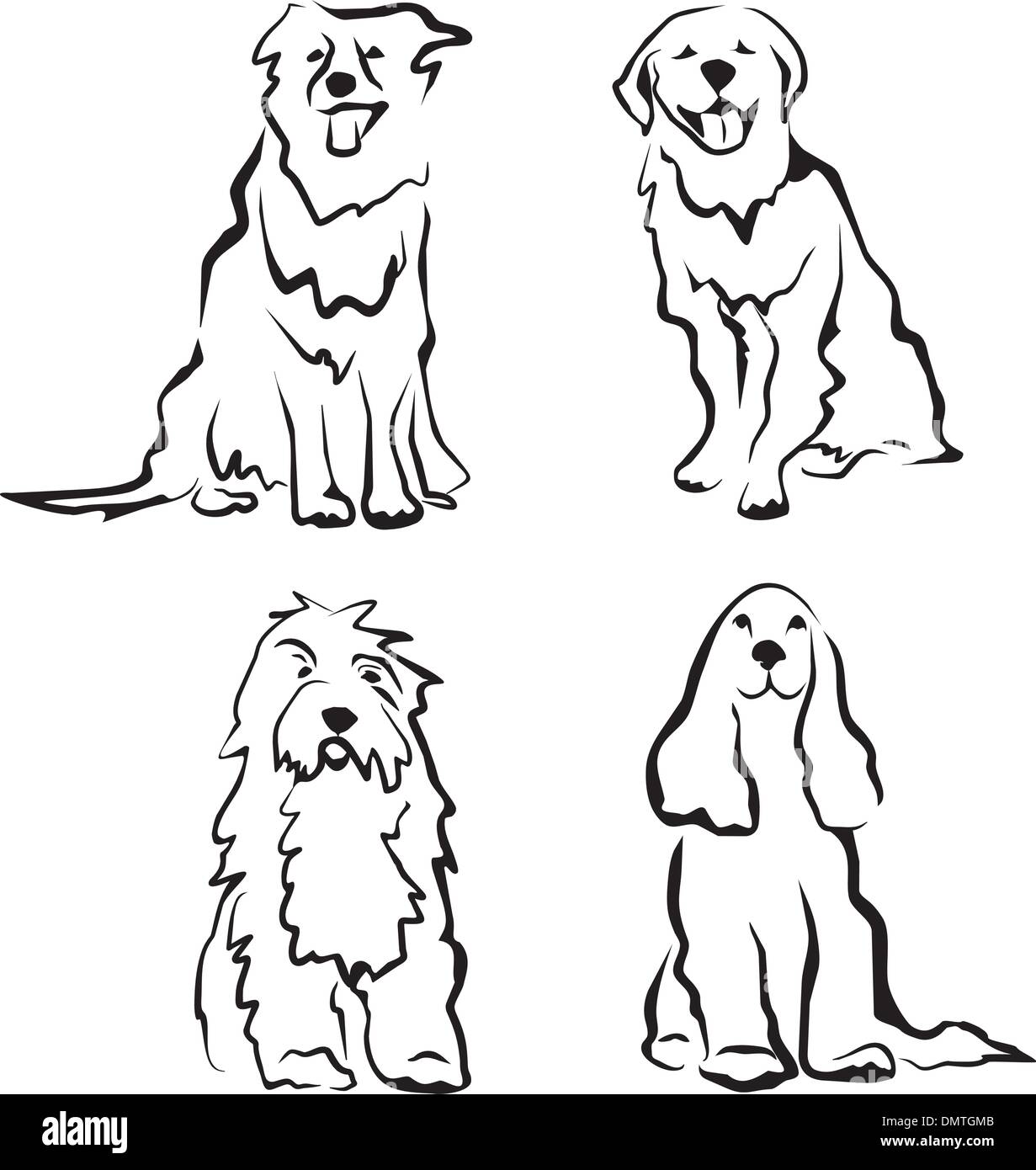 Cani insieme di contorni Illustrazione Vettoriale