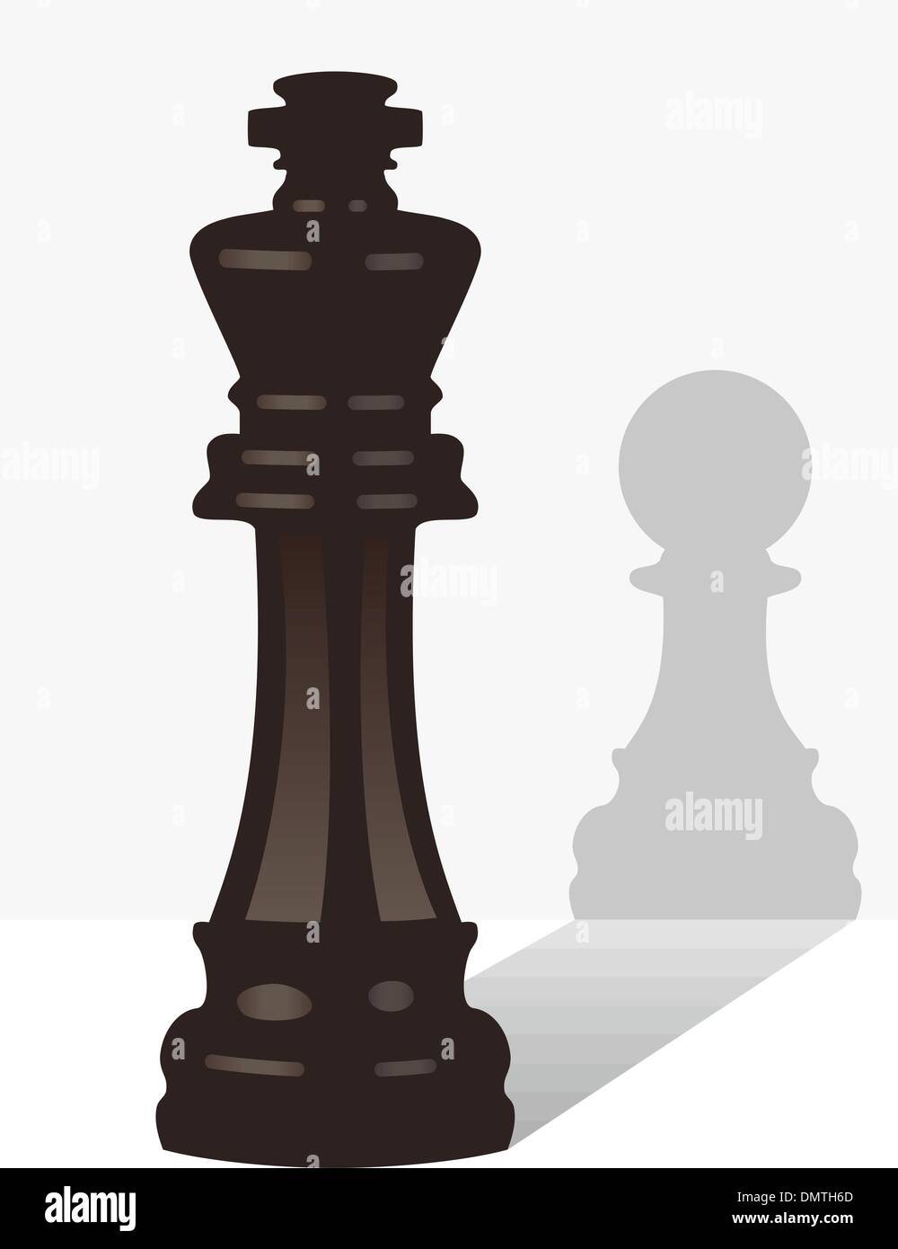Vettore di re di scacchi con l'ombra di una pedina Illustrazione Vettoriale