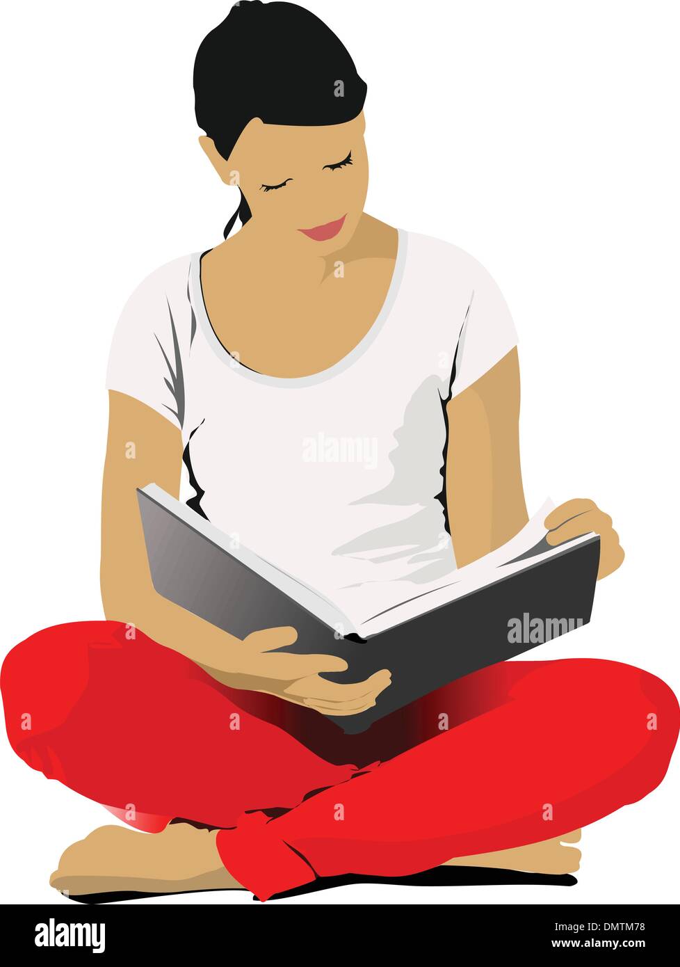 Giovane donna la lettura del libro. Illustrazione Vettoriale Illustrazione Vettoriale