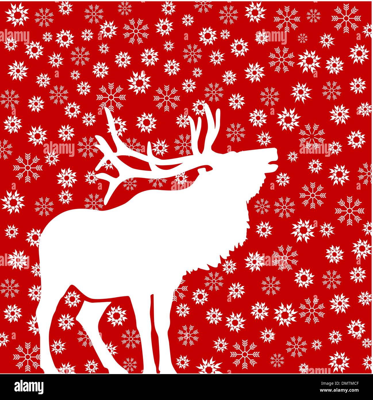 Il cervo con i fiocchi di neve Illustrazione Vettoriale