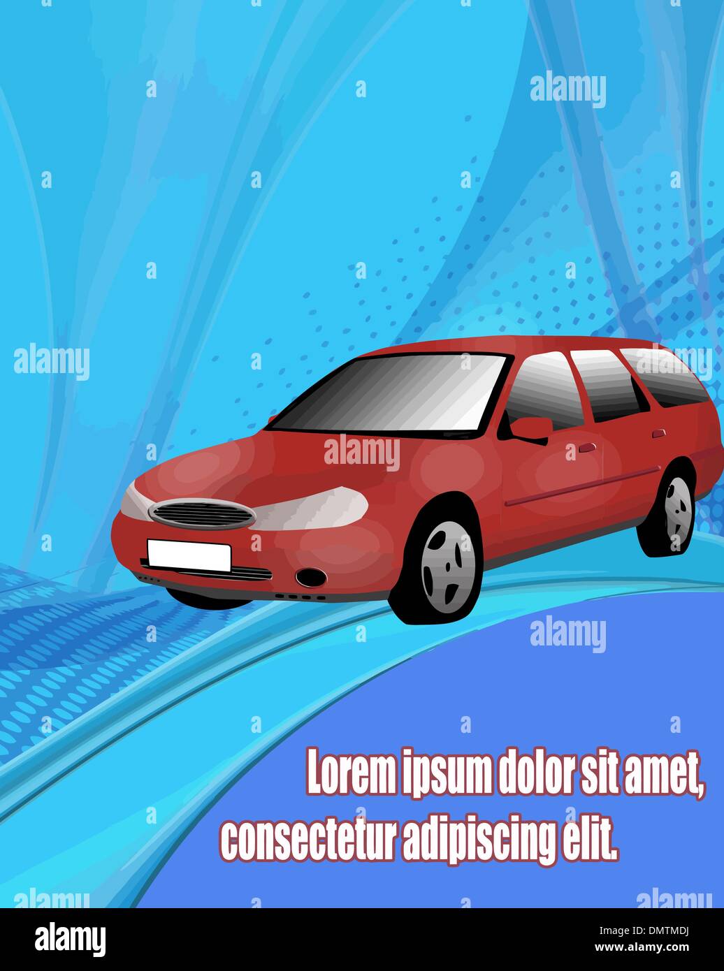 Background aziendale con auto rossa Illustrazione Vettoriale