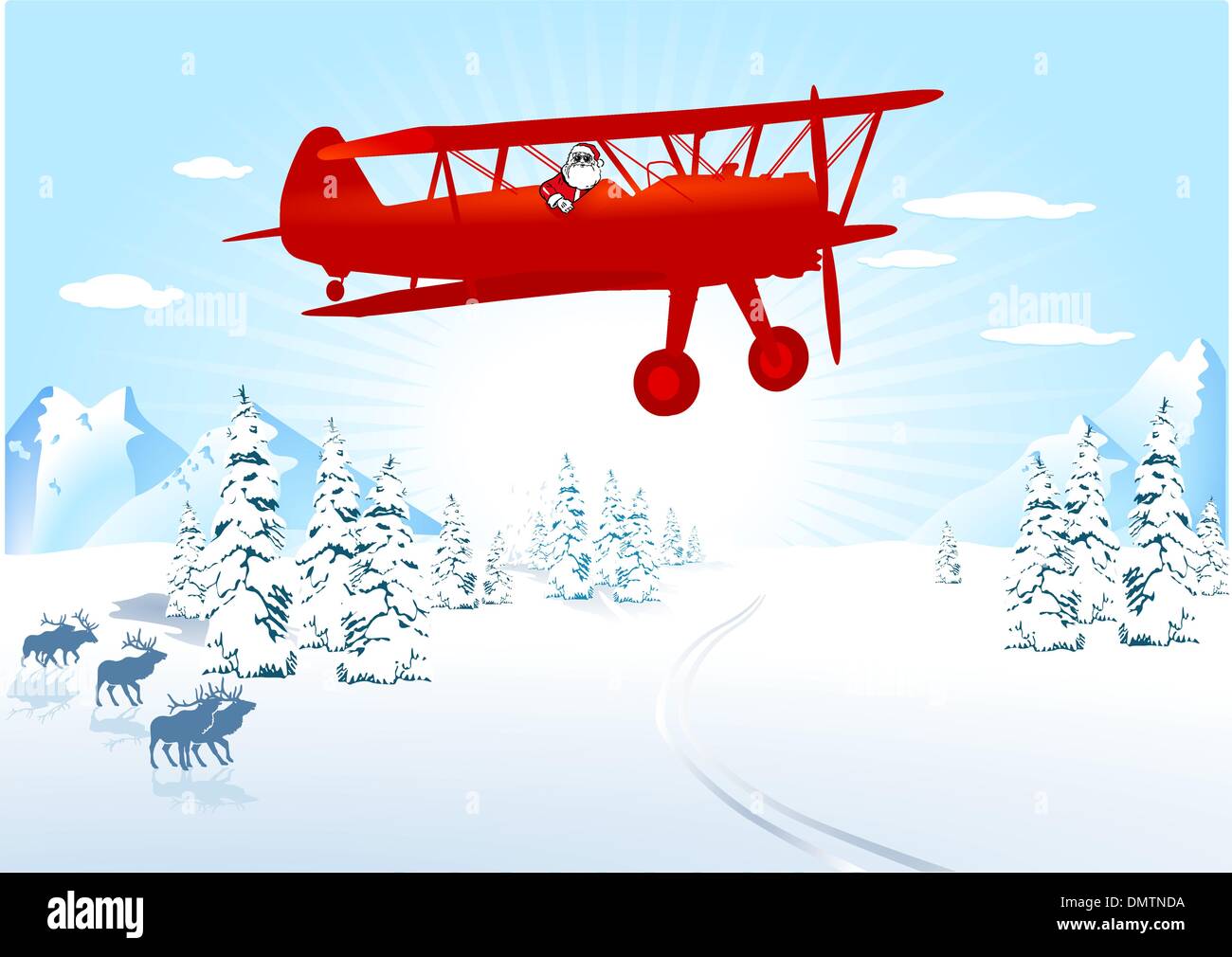 Santa Claus in aereo Illustrazione Vettoriale