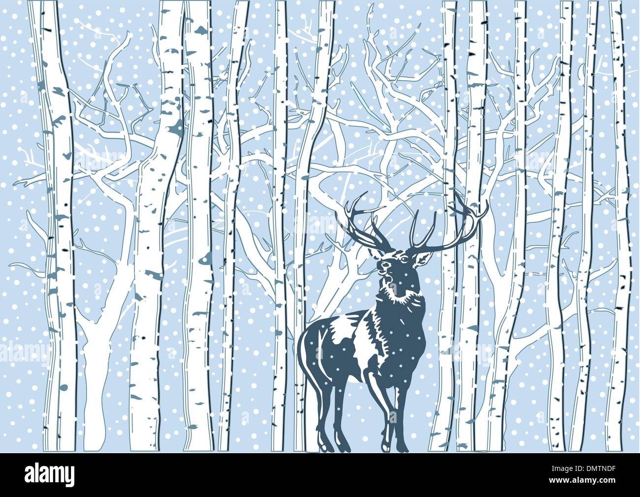 Cervi nella neve Illustrazione Vettoriale