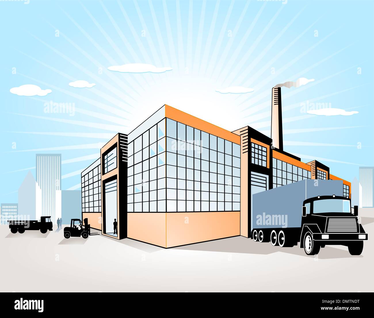 Factory + trasporto Illustrazione Vettoriale
