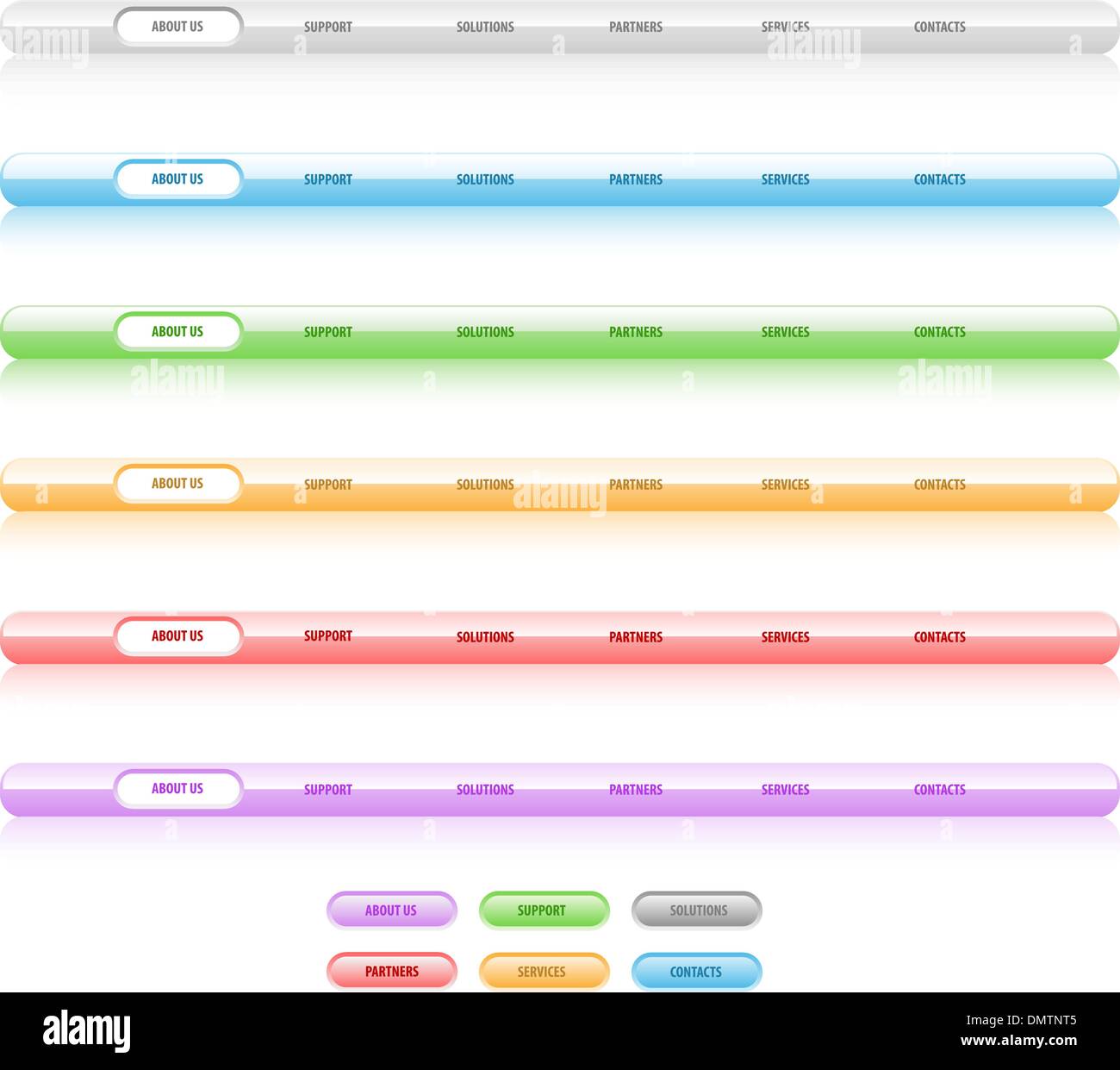 Set di vettore di modelli di navigazione. Diversi colori. Facile ed Illustrazione Vettoriale