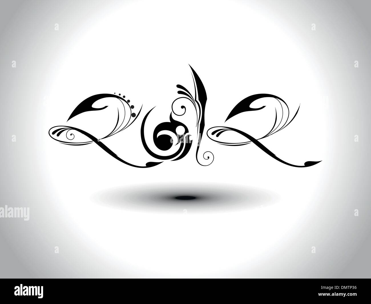 Vettore di lavoro artistico design con testo 2012 per il nuovo anno celebrat Illustrazione Vettoriale