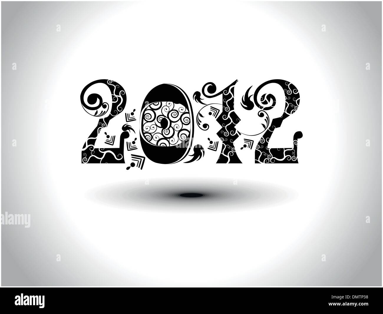 Riassunto del lavoro artistico di design con testo 2012 per felice anno nuovo Illustrazione Vettoriale