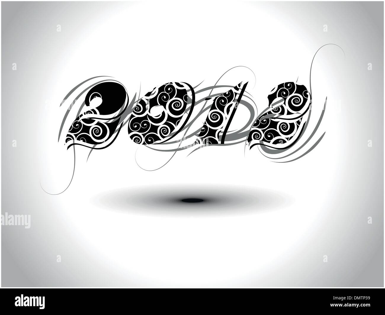 Vector elegante design lavoro nel testo 2012 per felice anno nuovo Illustrazione Vettoriale