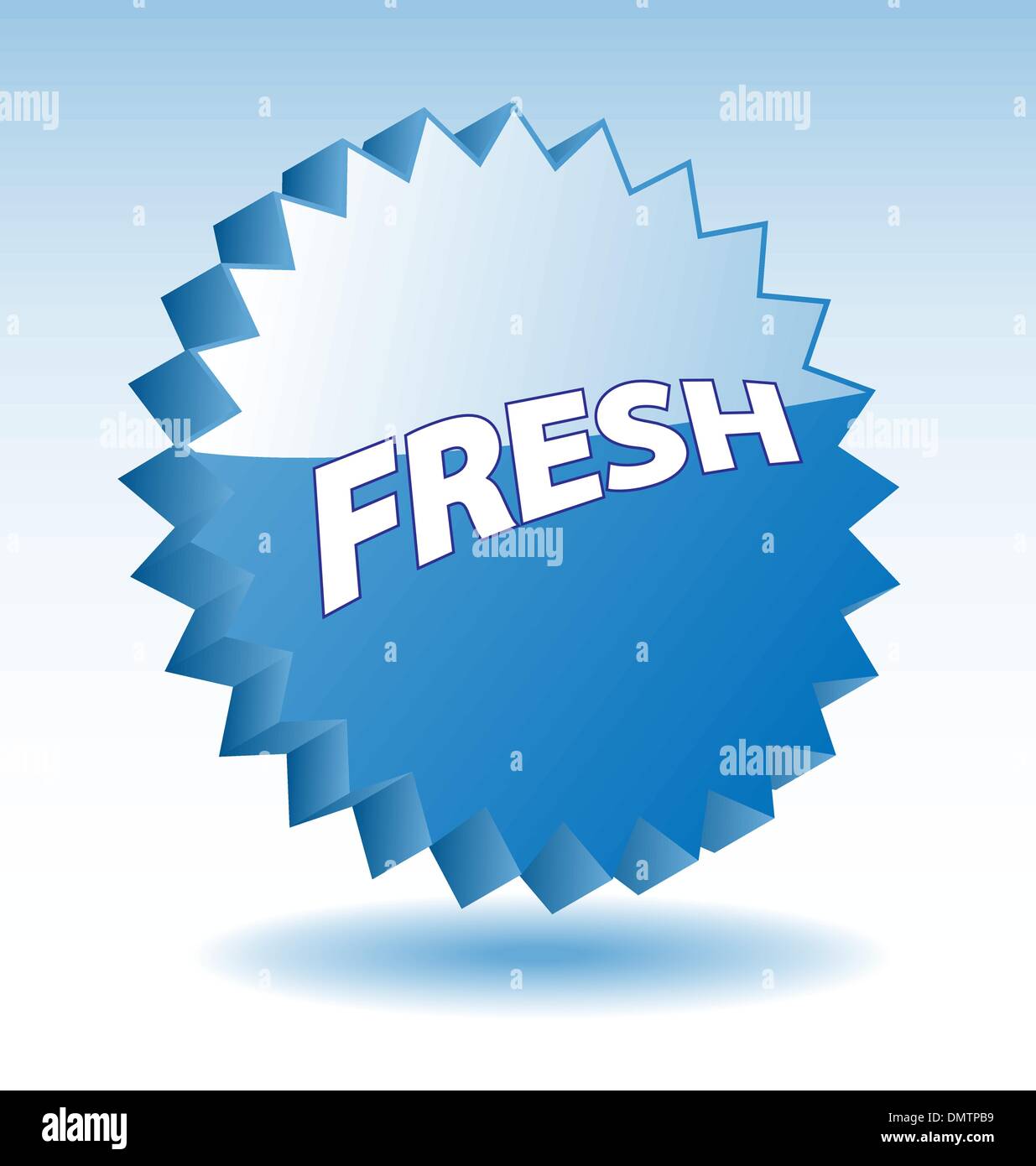 3D vettore blue star badge con word freschi per il marketing, promoti Illustrazione Vettoriale