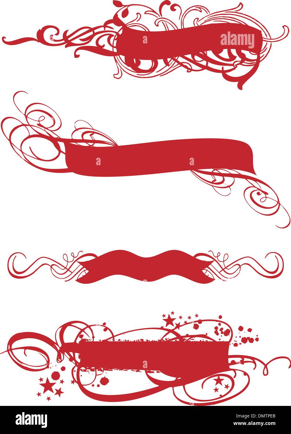 Decorative banner rosso Illustrazione Vettoriale