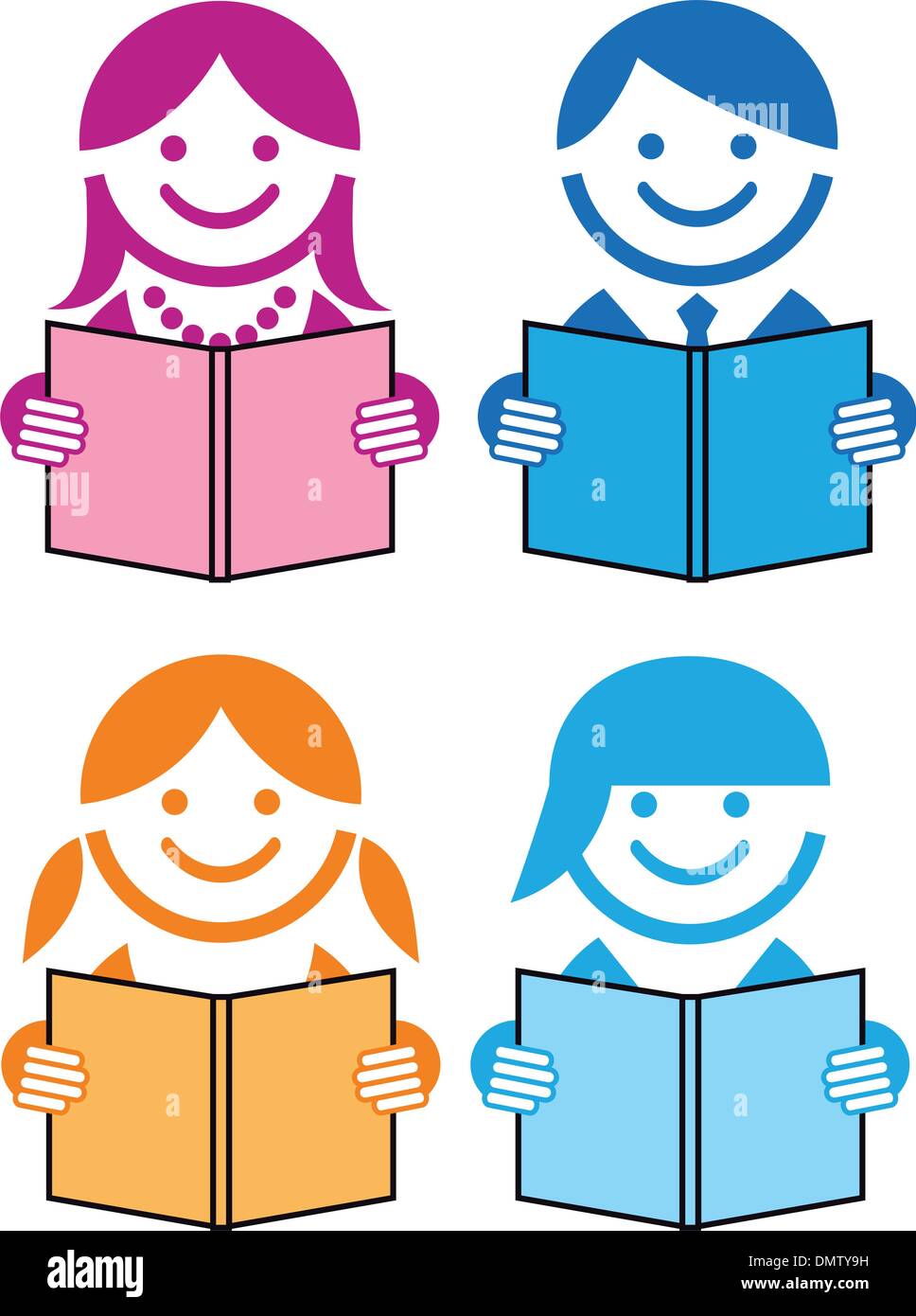 Persone con libri, vettore Illustrazione Vettoriale