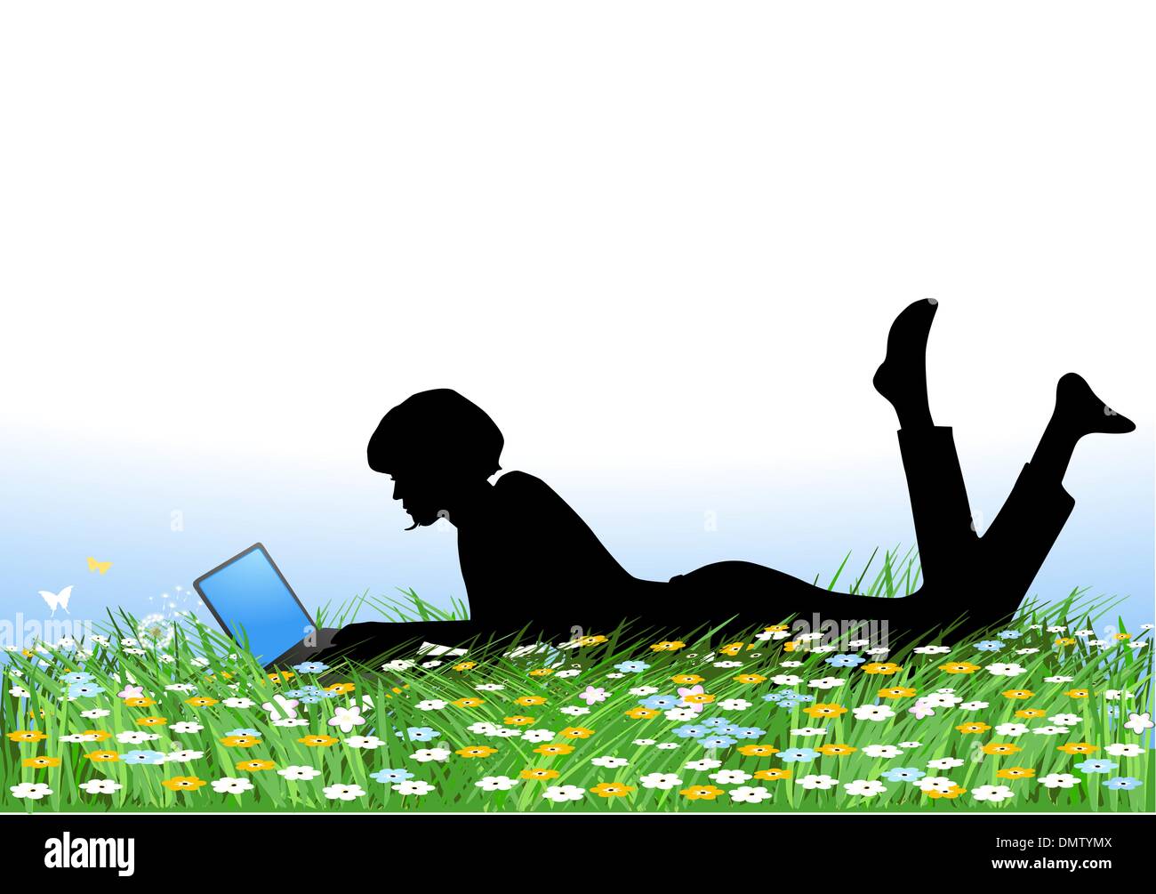 Giovani donne con il computer portatile Illustrazione Vettoriale