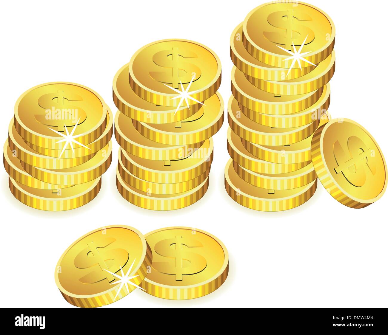 Vettore di monete d'oro Illustrazione Vettoriale