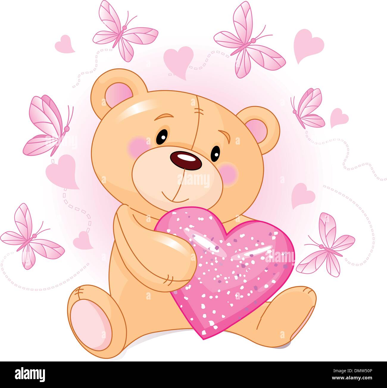 Vignetta Sull'orsacchiotto Di Peluche Con Cuore D'amore Illustrazione  Vettoriale - Illustrazione di sciocca, disegno: 150425821