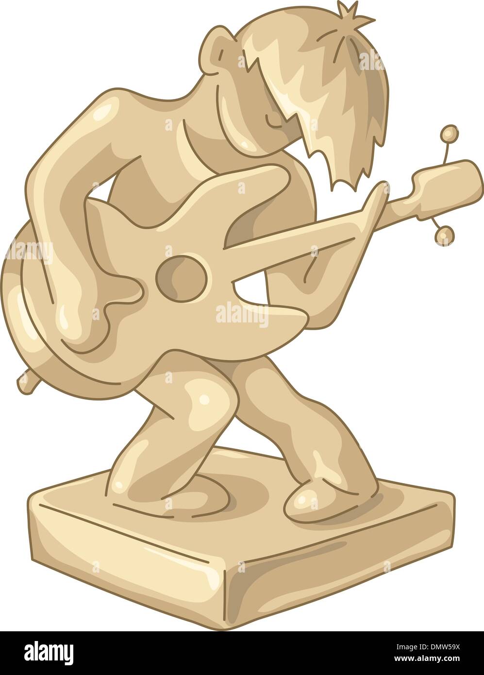 Golden statuetta del chitarrista. Illustrazione Vettoriale