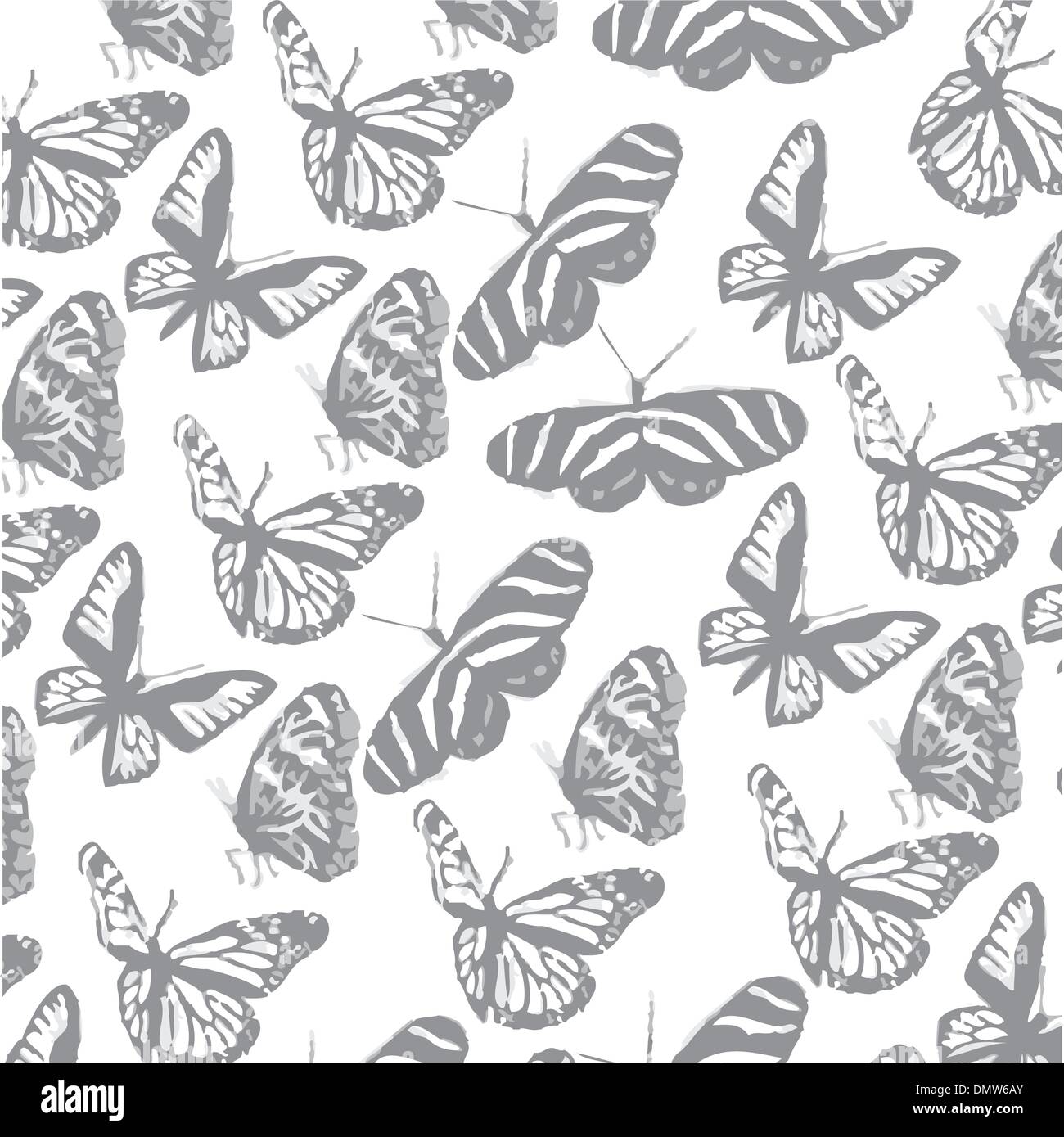 Farfalle dipinta come su sfondo bianco Illustrazione Vettoriale