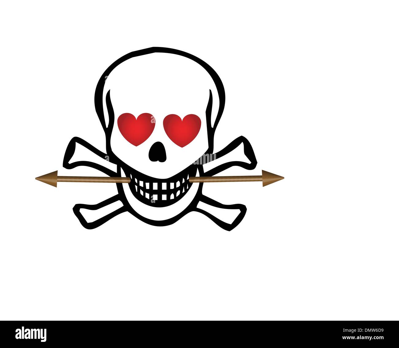 Cranio con il cuore e con la freccia Illustrazione Vettoriale
