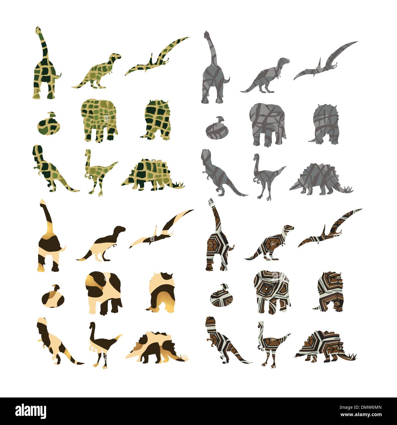 I dinosauri con diversi modelli di animale Illustrazione Vettoriale