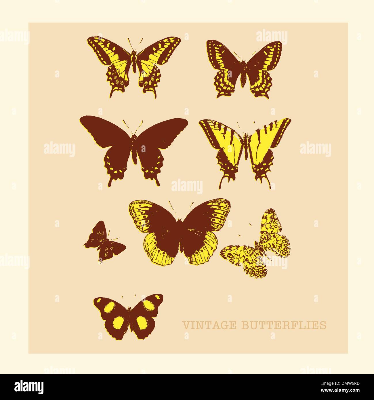 Farfalle vintage Illustrazione Vettoriale