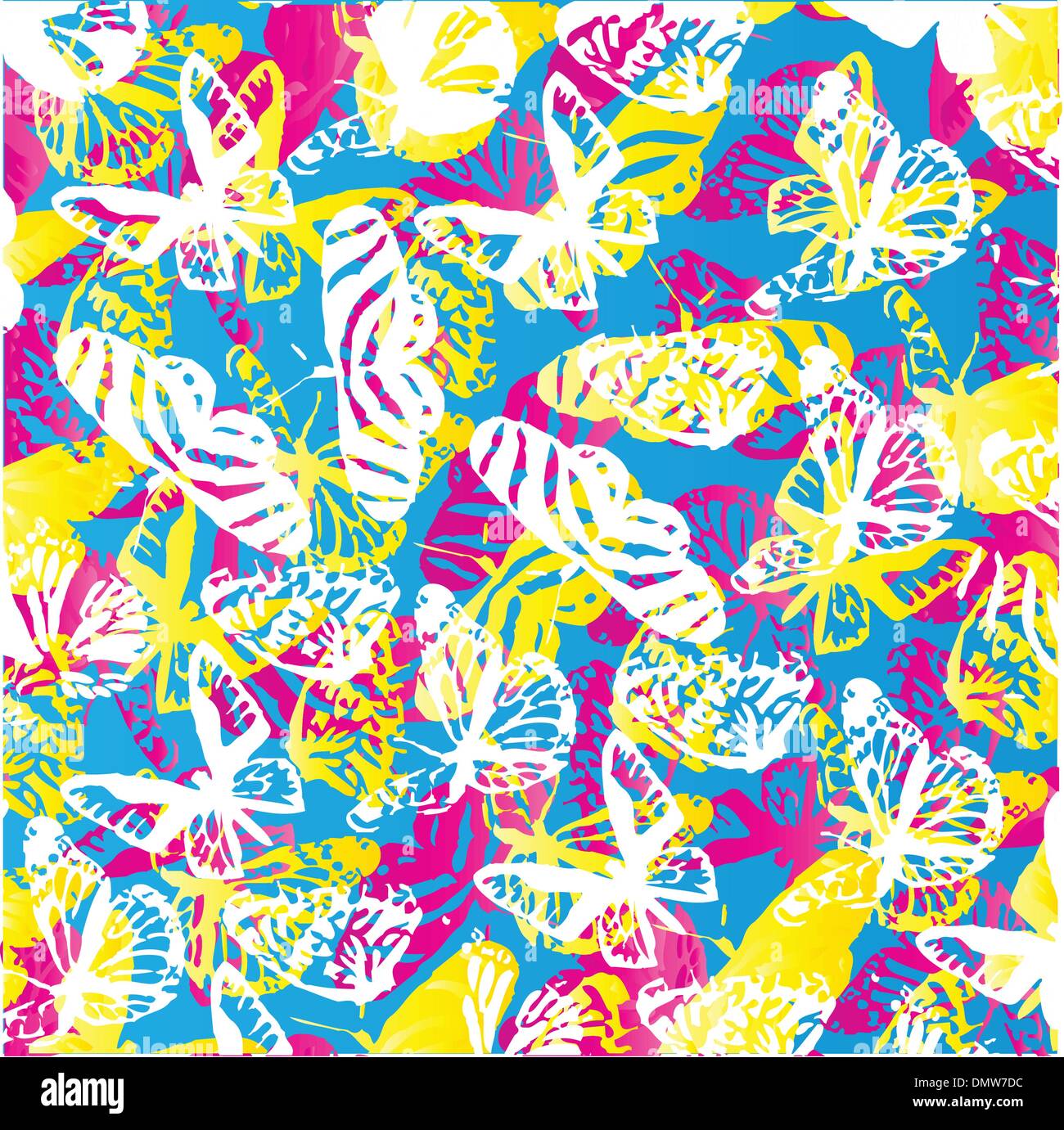 La pop art sfondo con farfalle Illustrazione Vettoriale