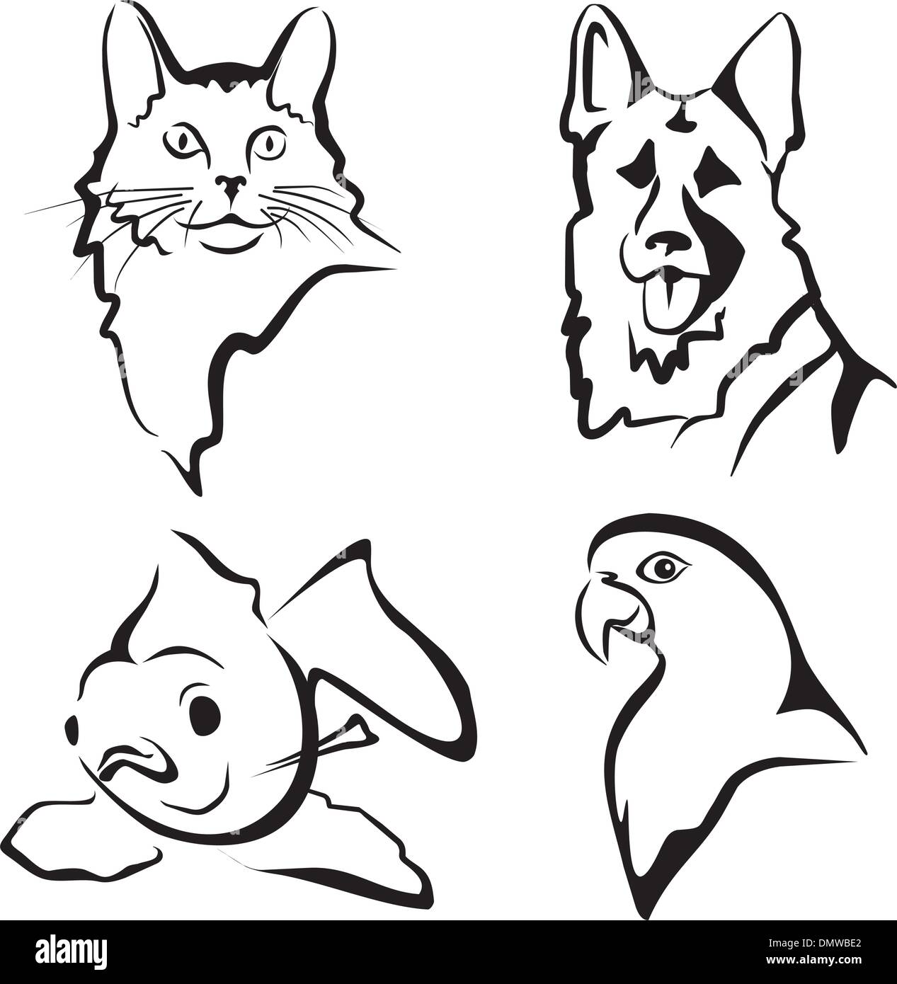 Serie di ritratti di animali domestici Illustrazione Vettoriale