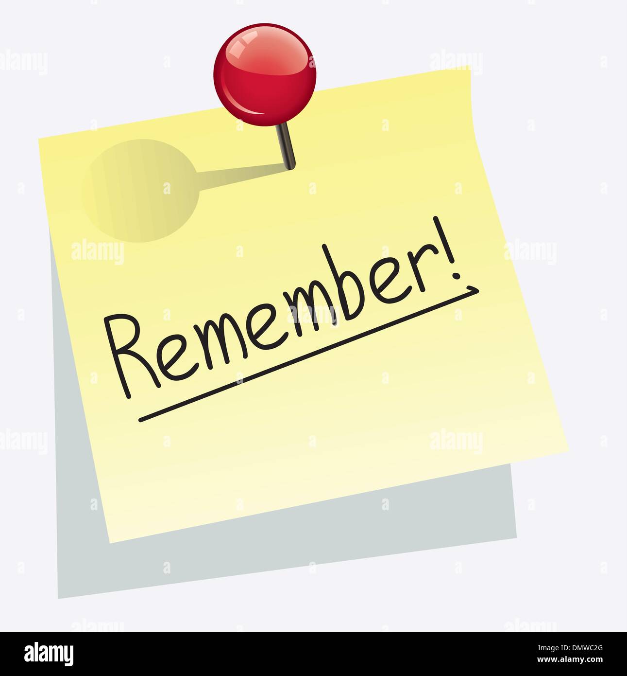 Vettore di carta gialla nota con perno di spinta Illustrazione Vettoriale