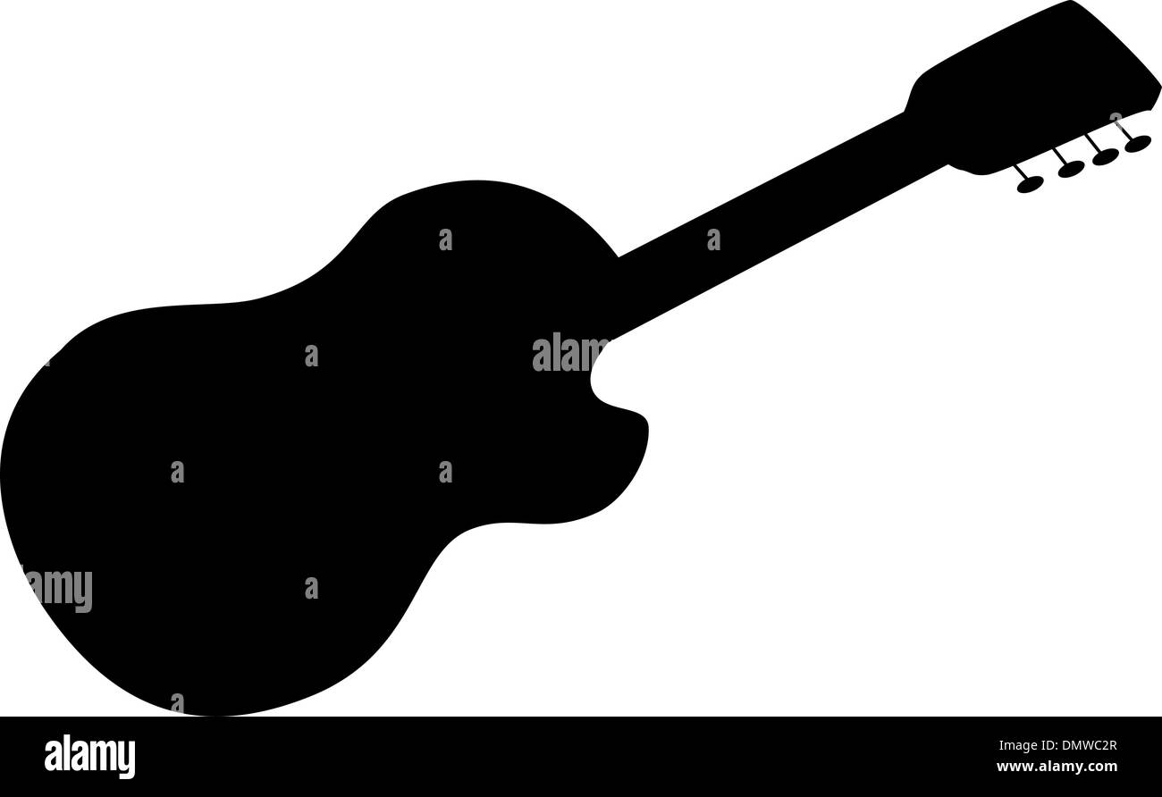 Chitarra acustica, silhouette Illustrazione Vettoriale